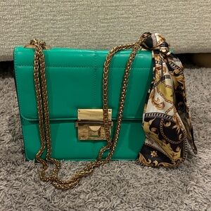 Aldo purse with Gold Chain and scarf ribbon detail